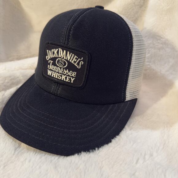 Jack Daniels Tennessee Whiskey Hat Cap Snap Back S/M Black Trucker Mens USA - Picture 1 of 10
